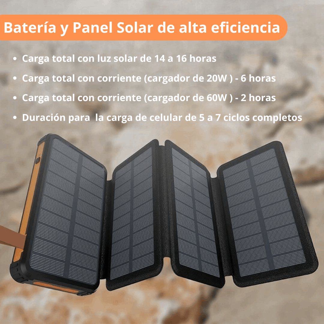 Power Bank Solar de 04 placas y 30 000 mAh
