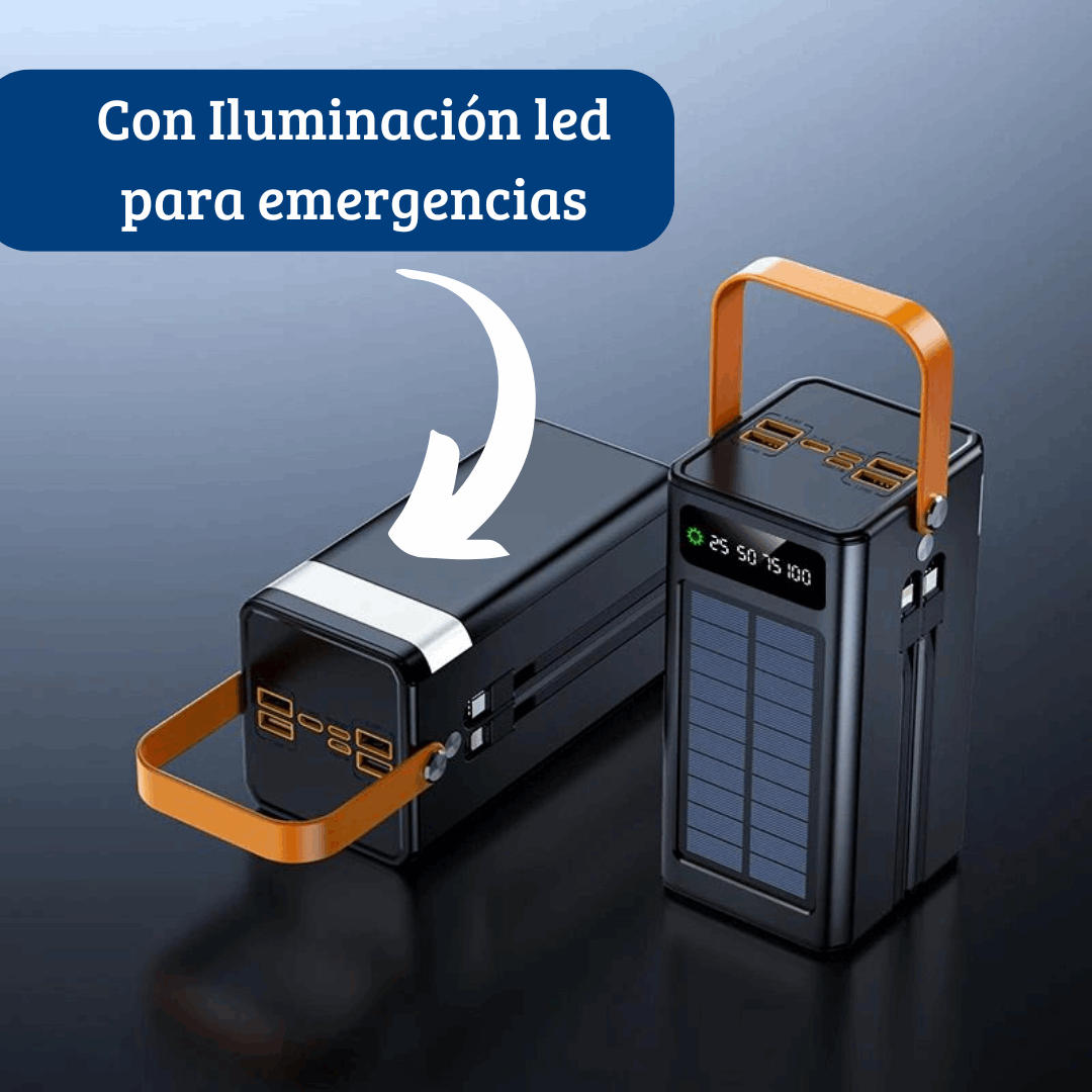 Power Bank Solar Portatil de 60 000 mAh con Carga Rápida y Batería de Larga duración