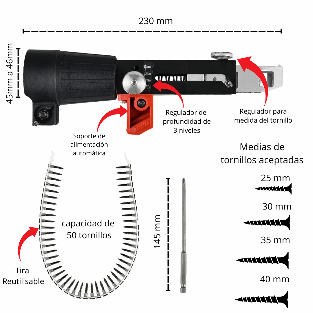 Adaptador de Atornillado Automático Para Taladro