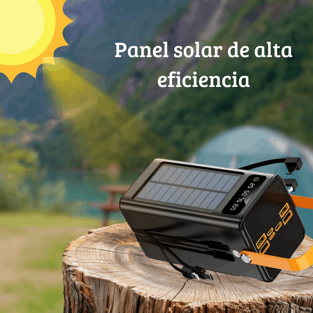 Power Bank Solar Portatil de 60 000 mAh con Carga Rápida y Batería de Larga duración