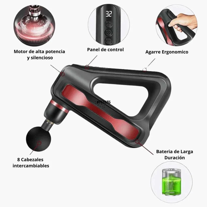 Masajeador de 32 Niveles de Potencia y 8 Cabezales + Maletin de Regalo 🎁